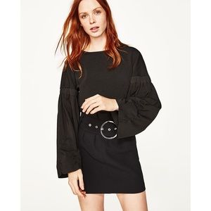 Zara Cropped Gathered Sleeve Sweater